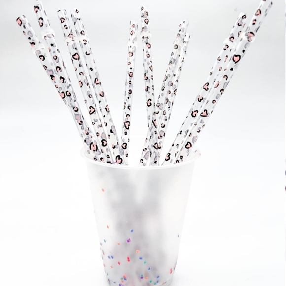 Leopard Heart Reusable Straws - 10 pack - Picture 4 of 4